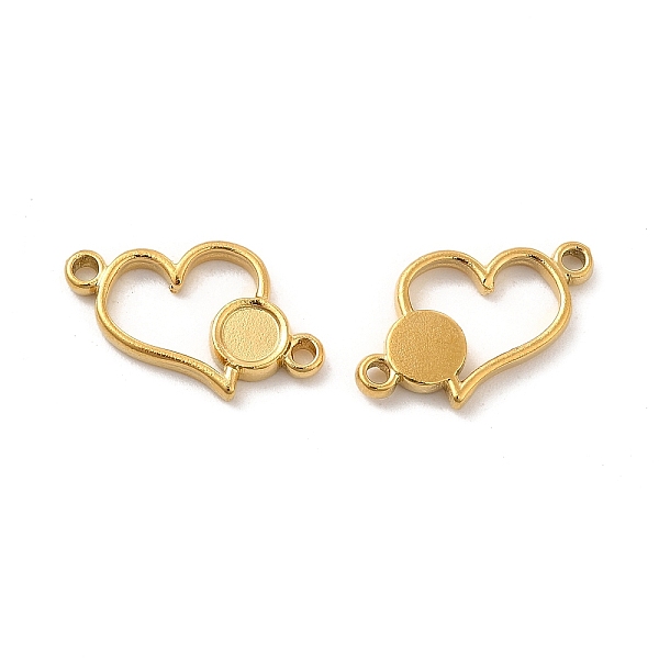 

PandaHall Ion Plating(IP) 304 Stainless Steel Cabochon Connector Settings, Heart, Real 18K Gold Plated, Tray: 4mm, 11.5x18x2mm, Hole: 1.4mm...