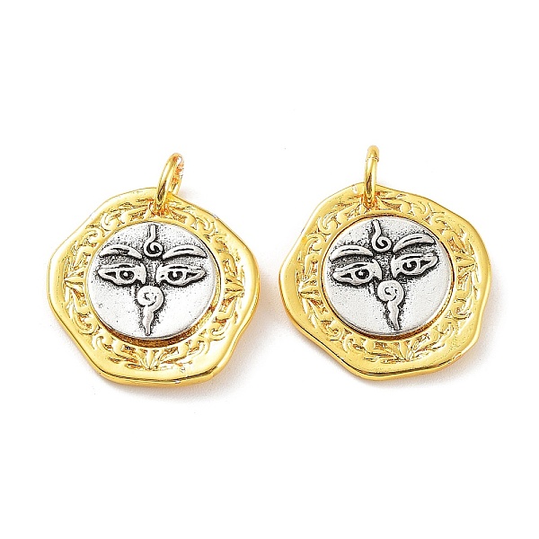 

PandaHall Brass Pendants, with Jump Ring, Flat Round Charm, Antique Silver & Golden, 19x19x3mm, Hole: 4mm Brass Flat Round