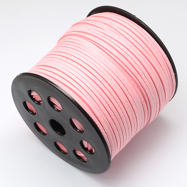 

PandaHall Eco-Friendly Faux Suede Cord, Faux Suede Lace, Pink, 3.0x1.4mm, about 98.42 yards(90m)/roll Faux Suede Pink
