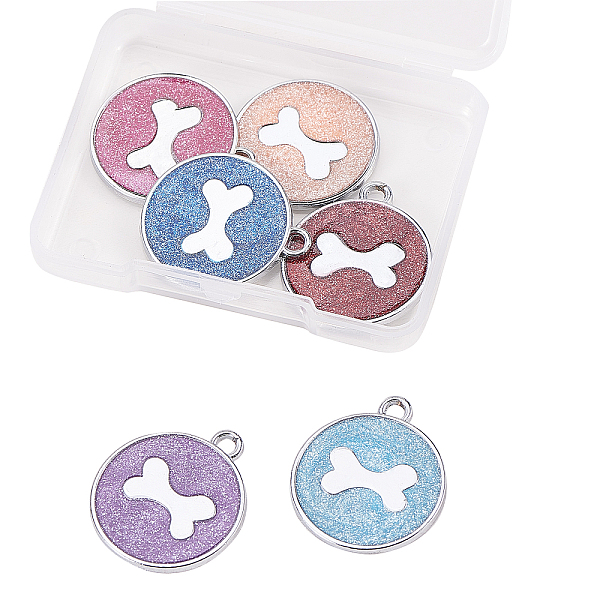 

PandaHall Alloy Charms, with Gold Foil and Iron Rings, Cadmium Free & Lead Free, Flat Round with Bone, Platinum, Mixed Color..., Multicolor