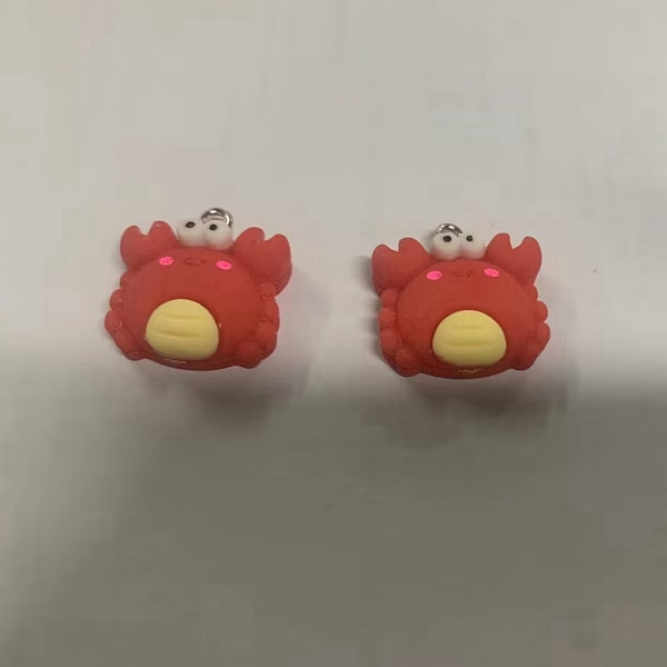 

PandaHall Opaque Resin Pendants, Crab Charm, with Platinum Tone Iron Loops, Red, 21x21x8mm, Hole: 2x2.7mm Iron+Resin Crab Red