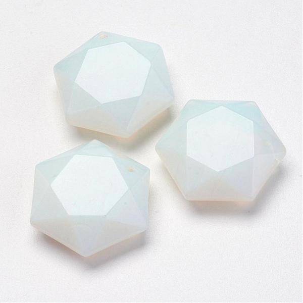

PandaHall Opalite Pendants, Hexagon, 28~29x25x9~10mm, Hole: 1.5mm Opalite Hexagon