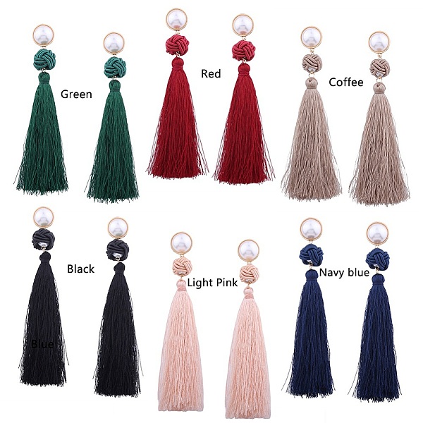 

PandaHall Alloy Dangle Stud Earrings, Tassel Earrings, Golden, Mixed Color, 130x35mm Alloy Multicolor