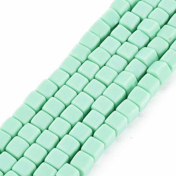 

PandaHall Handmade Polymer Clay Beads Strands, Cube, Aquamarine, 6x6x6mm, Hole: 1.2mm, about 62pcs/strand, 14.84 inch~15.75 inch..., Green