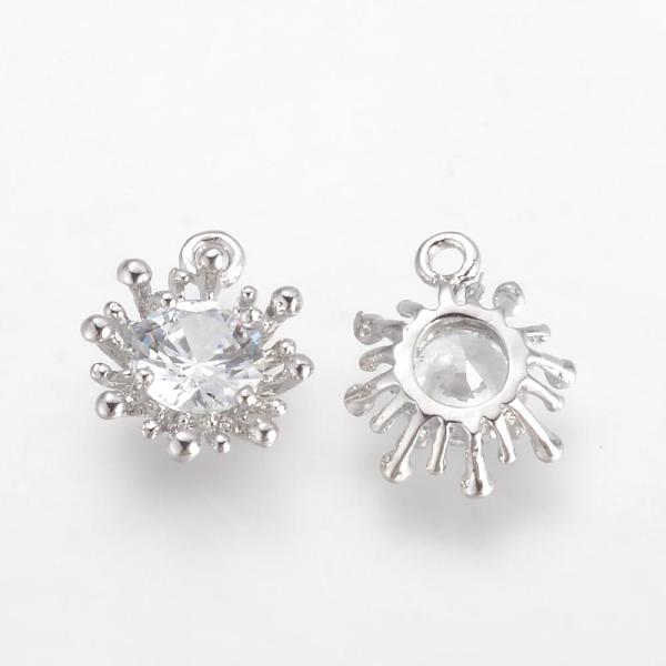 

PandaHall Alloy Cubic Zirconia Charms, Flower, Platinum, 14.5x12x4mm, Hole: 1.5mm Alloy+Cubic Zirconia Flower