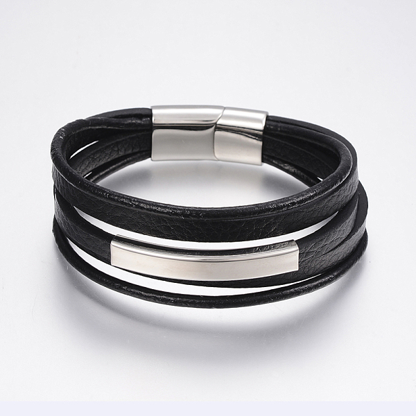 Men's Braided Leather Cord Multi-strand Bracelets
