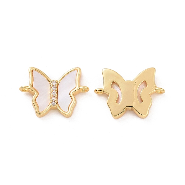 

PandaHall Brass Connector Charms, with Shell, Butterfly Links, Real 18K Gold Plated, 11x15x2.5mm, Hole: 1mm Shell Butterfly