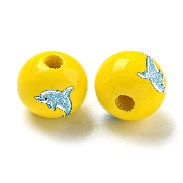 

PandaHall Natural Wood European Beads, Ocean Theme Printed lotus Beads, Large Hole Beads, Yellow, Dolphin, 16x15mm, Hole: 4mm Wood Dolphin...