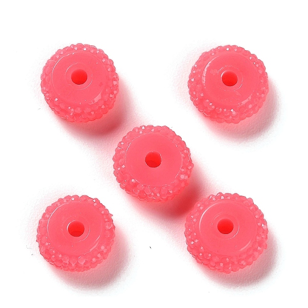 

PandaHall Opaque Resin Beads, Textured Rondelle, Cerise, 12x7mm, Hole: 2.5mm Resin Rondelle Red