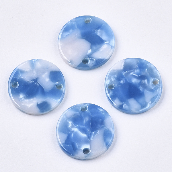 

PandaHall Cellulose Acetate(Resin) Links Connectors, Flat Round, Dodger Blue, 17.5x2.5mm, Hole: 1.5mm Cellulose Acetate Flat Round