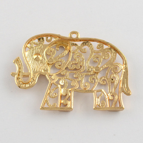 

PandaHall Tibetan Style Alloy Hollow Elephant Pendant Rhinestone Cabochon Settings, Lead Free, Golden, 65x49x9mm, Hole: 2mm, fit for 2mm...