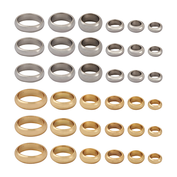 

PandaHall Kissitty 12 Style 201 Stainless Steel Spacer Beads, Round Ring, Golden & Stainless Steel Color, 300pcs/box 201 Stainless Steel...