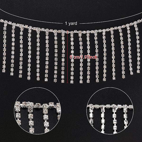 

PandaHall BENECREAT 1 Yard 5cm Tassel Chain, Wedding Dress Decorative Rhinestone Cup Chains and 1Pc Cardboard Display Card, Crystal, 5cm..., Clear