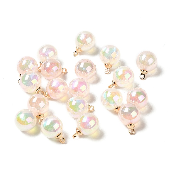 

PandaHall UV Plating Acrylic Pendants, with Light Gold Tone Brass Findings, Round Charm, Misty Rose, 13.5x9.5mm, Hole: 1.6mm Brass+Acrylic...