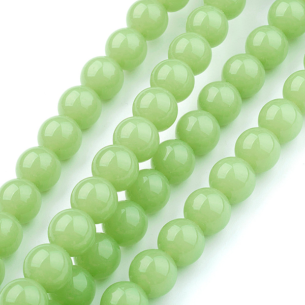 

PandaHall Glass Beads Strands, Round, Lime Green, 10mm, Hole: 1mm, about 32pcs/strand, 12 inch~12.4 inch(30~31cm) Glass Round Green