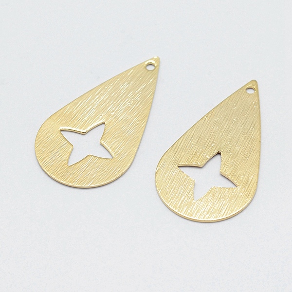 

PandaHall Brass Drawbench Pendants, Long-Lasting Plated, Real 18K Gold Plated, Nickel Free, teardrop, 27x15x0.5mm, Hole: 1mm Brass Teardrop