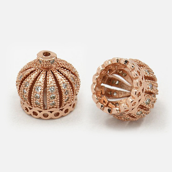 

PandaHall Brass Cubic Zirconia Beads, Crown, Rose Gold, 11.5x11mm, Hole: 1mm Brass+Cubic Zirconia Crown