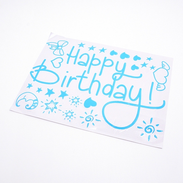 

PandaHall Happy Birthday Theme Waterproof Self Adhesive Sticker, for Party Celebrate Decoration, Star & Heart & Balloon Pattern, Cyan...