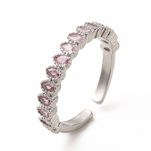 

PandaHall Pink Cubic Zirconia Teardrop Open Cuff Ring, Rack Plating Brass Jewelry for Women, Lead Free & Cadmium Free, Platinum, US Size 8...