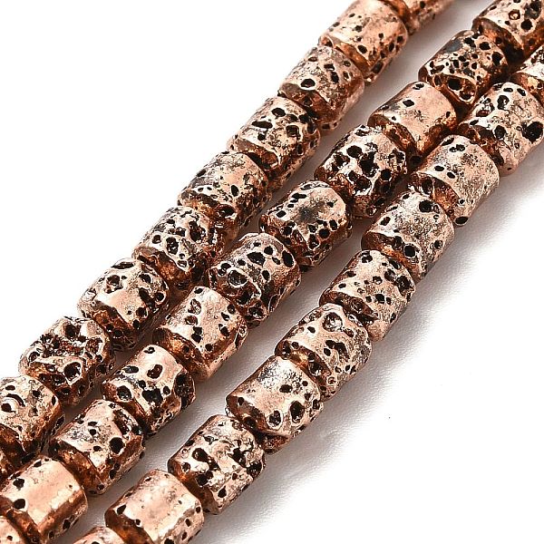 

PandaHall Electroplated Natural Lava Rock Beads Strands, Column, Copper Plated, 5x4mm, Hole: 1mm, about 80~83pcs/strand, 15.75~15.87 inch...