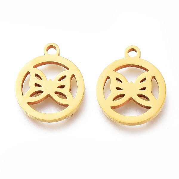 

PandaHall Ion Plating(IP) 304 Stainless Steel Charms, Laser Cut, Ring with Butterfly, Golden, 12x10x1mm, Hole: 1.2mm 304 Stainless Steel...