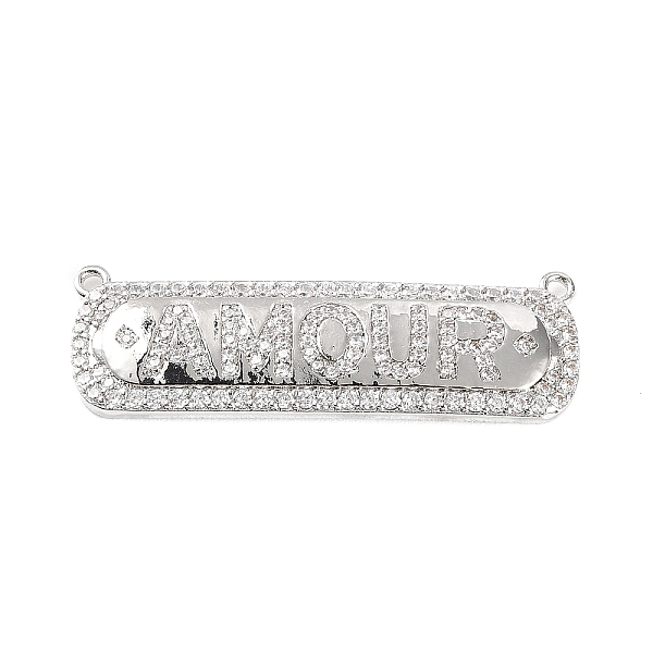 

PandaHall Rack Plating Brass Pave Cubic Zirconia Pendants, Rectangle with Word, Long-Lasting Plated, Lead Free & Cadmium Free, Platinum..., Clear