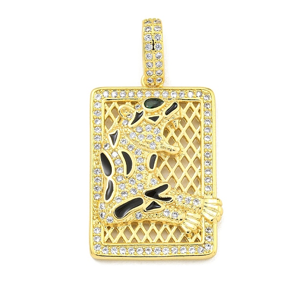 

PandaHall Brass Micro Pave Cubic Zirconia Pendants, Enamel Rectangle with Leopard Charms, Real 18K Gold Plated, 30x19.8x3mm, Hole: 7x4.5mm..., Clear