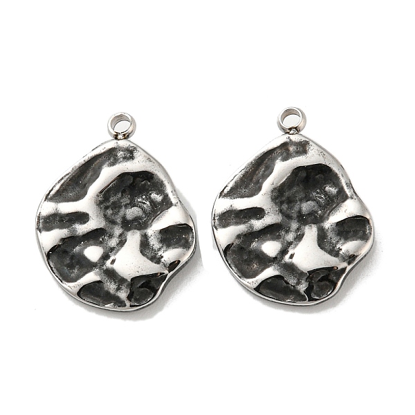 

PandaHall 304 Stainless Steel Pendants, Textured, Irregular Oval Charm, Antique Silver, 17x13x3mm, Hole: 1.5mm 304 Stainless Steel Oval
