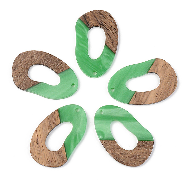 

PandaHall Opaque Resin & Walnut Wood Pendants, Teardrop, Light Green, 38x23.5x3mm, Hole: 2mm Resin+Wood Teardrop Green