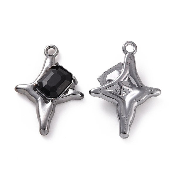 

PandaHall Rack Plating Alloy Glass Pendants, Gunmetal Tone Star with Rectangle Charms, Cadmium Free & Lead Free & Nickle Free, Black...