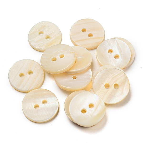 

PandaHall Freshwater Shell Buttons, Flat Round, Seashell Color, 18x2.5mm, Hole: 2mm Shell Flat Round