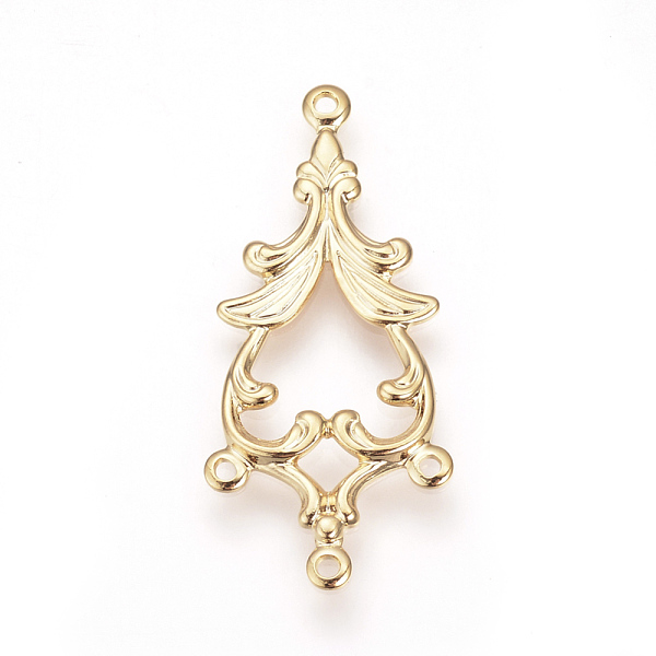 

PandaHall Brass Chandelier Components Links, Flat Round, Golden, 33.5x15x1.5mm, Hole: 1mm Brass Flat Round