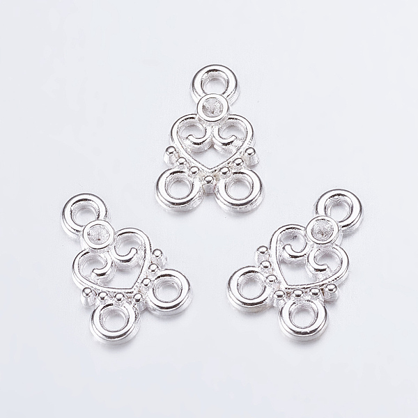 

PandaHall Chandelier Component Links, 3 Loop Connectors, Valentine Ornaments, Alloy, Heart, Silver Color Plated, Lead Free, Nickel Free and...