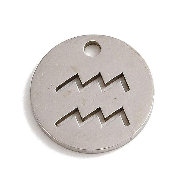 

PandaHall 201 Stainless Steel Charms, Laser Cut, Flat Round with Constellation Charm, Aquarius, 12x1mm, Hole: 1.5mm 201 Stainless Steel...