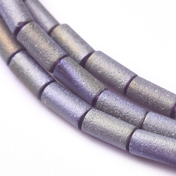 

PandaHall Electroplated Frosted Glass Bead Strands, Column, Purple Plated, 5x2.5mm, Hole: 0.7mm, about 99pcs/strand, 19.6 inch(50cm) Glass...