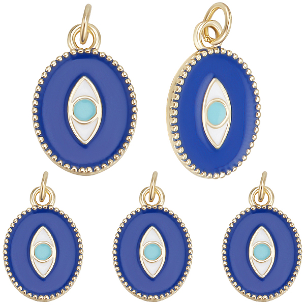 8Pcs Brass Enamel Pendants