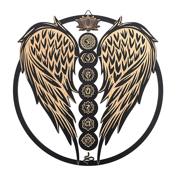 

PandaHall Wood Wall Art Decorations, Wall Sculpture, Home Hanging Ornament, Gift for Wiccan, Wing, 450mm Wood Wing