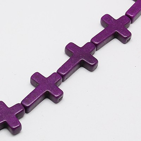

PandaHall Synthetic Turquoise Beads Strands, Dyed, Cross, Purple, 30x20x6mm, Hole: 1mm, about 13pcs/strand, 15.35 inch Synthetic Turquoise...