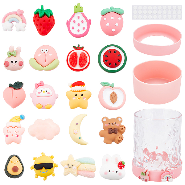 

PandaHall BENECREAT DIY Silicone Cup Bottom Sleeve Covers Sets, Insulated Reusable Cup Boot, with Acrylic Double-sided Tape and Cartoon..., Multicolor