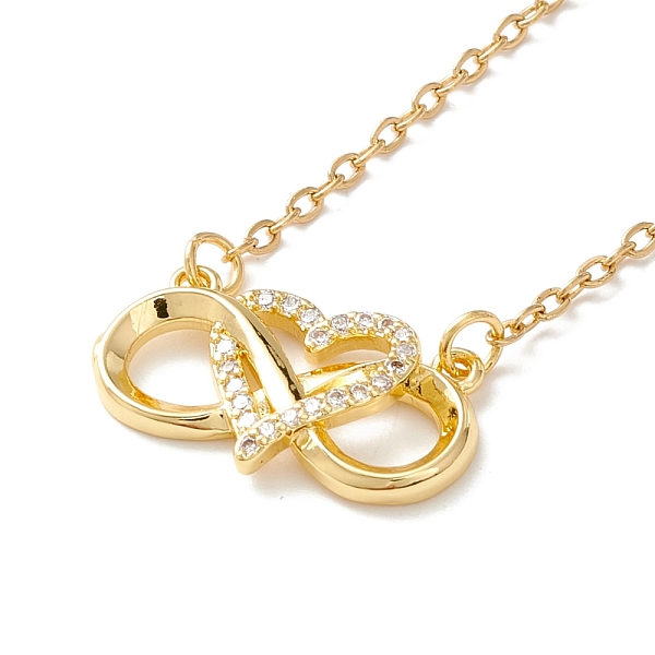 

PandaHall Clear Cubic Zirconia Infinity Love Heart Pendant Necklace, 304 Stainless Steel Jewelry for Women, Golden, 17.72 inch(45cm) Cubic...
