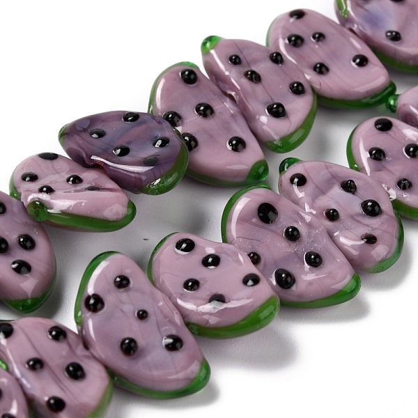 

PandaHall Handmade Lampwork Beads Strands, Fruit, Thistle, 10x18.5x5mm, Hole: 1.6mm, about 25pcs/strand, 9.76 inch(24.8cm) Lampwork Fruit..., Purple