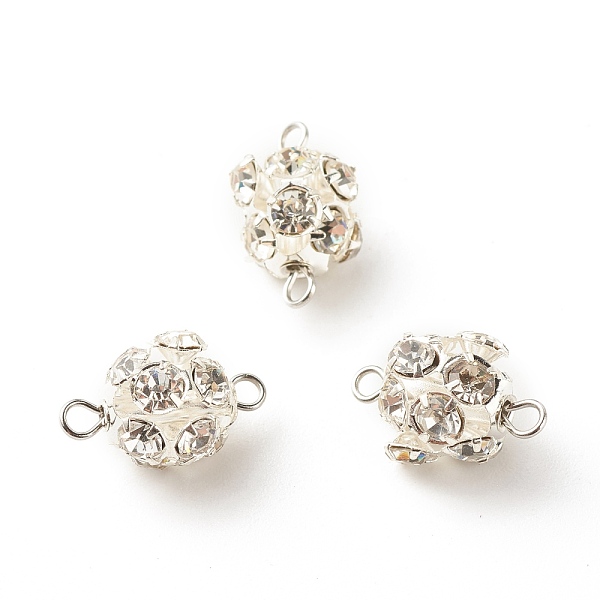 

PandaHall Brass Crystal Rhinestone Connector Charms, with 304 Stainless Steel Loops, Round, Silver, 15.5x9mm, Hole: 2mm Brass+Rhinestone..., Clear