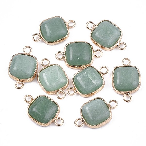 

PandaHall Natural Green Aventurine Links connectors, with Brass Findings, Square, Golden, 21x13x5~5.5mm, Hole: 2.5mm Green Aventurine Square