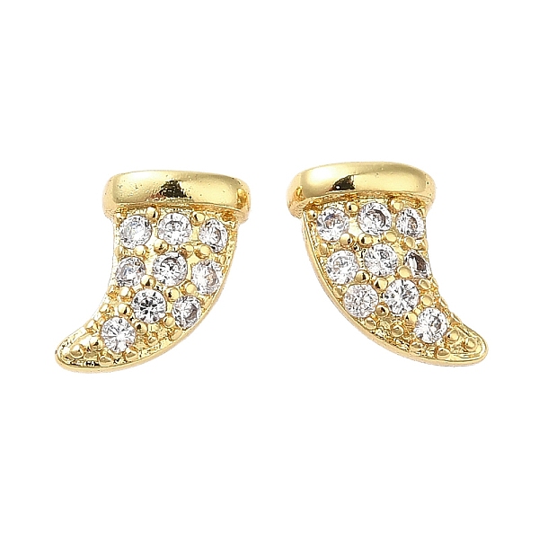 

PandaHall Rack Plating Brass Horn Stud Earrings with Cubic Zirconia, Lead Free & Cadmium Free, Real 18K Gold Plated, 8x7.5mm Brass+Cubic...