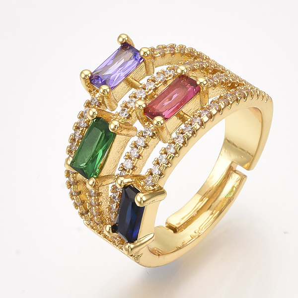 

PandaHall Adjustable Brass Micro Pave Cubic Zirconia Finger Rings, Golden, Size 8, 18mm Brass+Cubic Zirconia