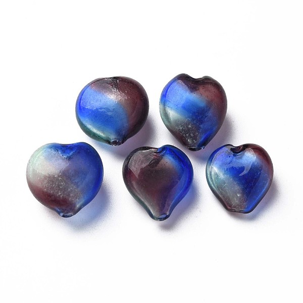 

PandaHall Transparent Handmade Blown Glass Globe Beads, Stripe Pattern, Heart, Colorful, 15~17x14~16x7~10mm, Hole: 1.2mm Glass Heart