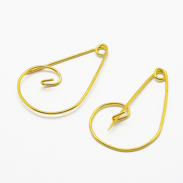 

PandaHall Iron Brooch Findings, Kilt Pins, Golden, 24x37.5x4.5mm, Pin: 1mm Iron