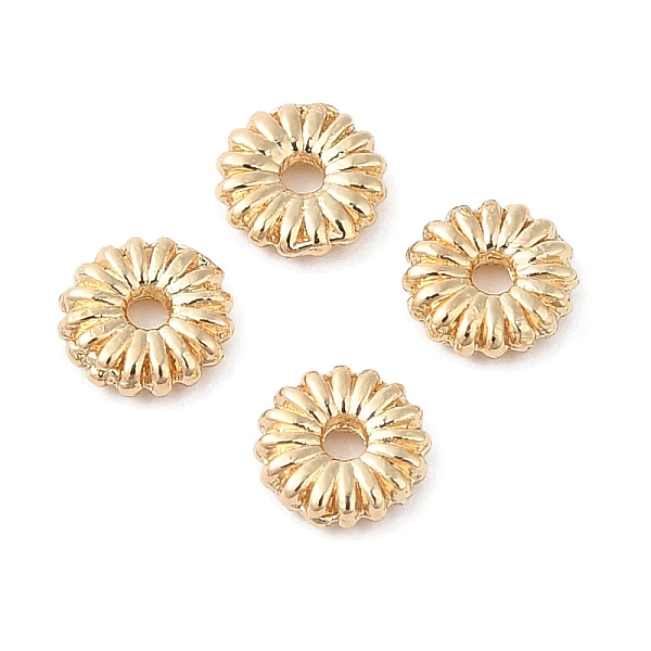 

PandaHall Brass Spacer Beads, Cadmium Free & Lead Free, Flower, Long-Lasting Plated, Light Gold, 4x1mm, Hole: 0.9mm Brass Flower