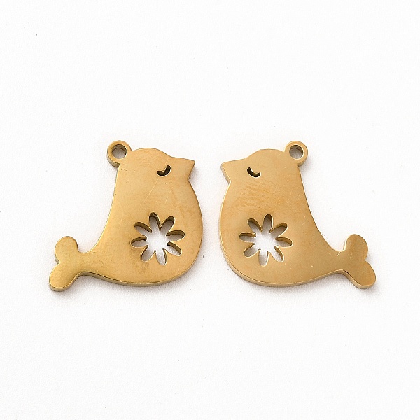 

PandaHall Ion Plating(IP) 304 Stainless Steel Pendants, Bird Charms, Golden, 15.5x19x1.4mm, Hole: 1.4mm 304 Stainless Steel Bird