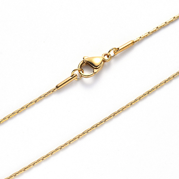 

PandaHall Vacuum Plating 304 Stainless Steel Coreana Chain Necklace, with Lobster Claw Clasp, Golden, 19.68 inch(50cm)x1.2mm Stainless Steel